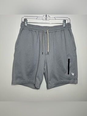 Vuori Gray Athletic Drawcord Shorts with Zip Pocket